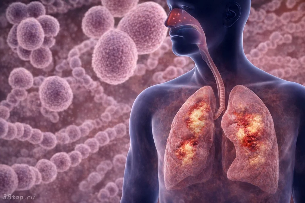 Пневмококковая пневмония. Иллюстрация